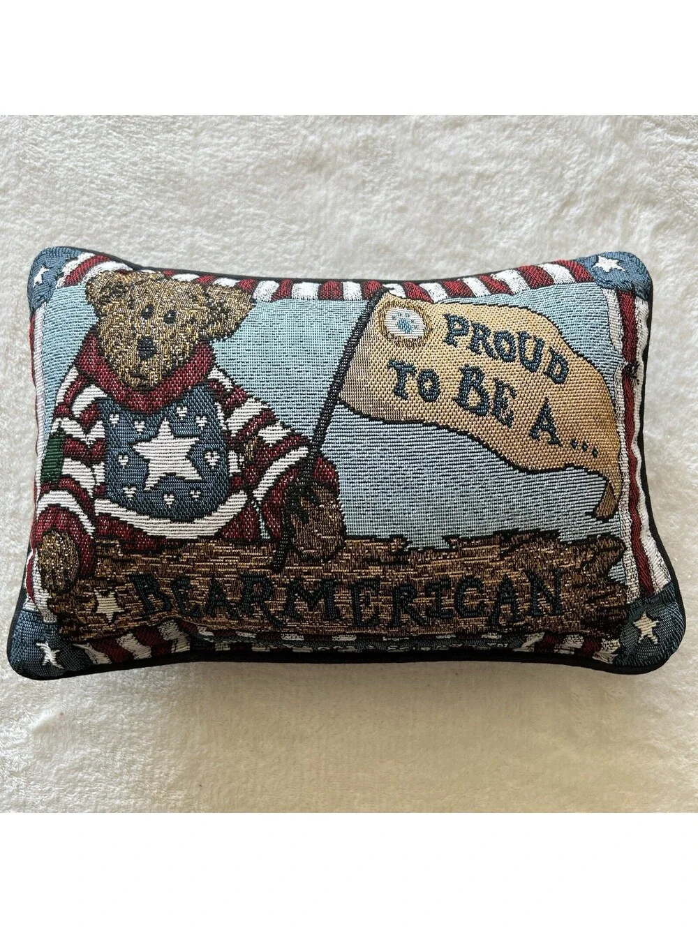 Proud to be a bearmerican patriotic throw bear pillow 4th of July  free shipping